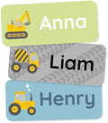 Personalized Name Labels for Kids (60) – Clothing Labels & Daycare Labels – Custom Waterproof Stickers for School Supplies - Heavy Duty Vehicles by Teddylabels