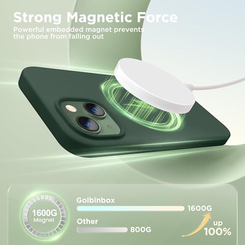 GolbinBox Magnetic for iPhone 13/14 Case, Silicone Cover, Dark Green - Image 3