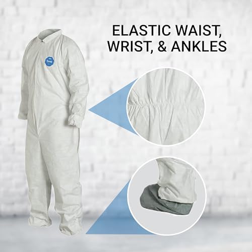DuPont Tyvek 400 Disposable Protective Coverall with Elastic Wrists and Ankles, White, 2X-Large, 25-Pack - Image 3