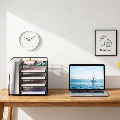 OPNICE Desk Organizer, 5-Tier Paper Organizer Letter Tray, Black - Image 6