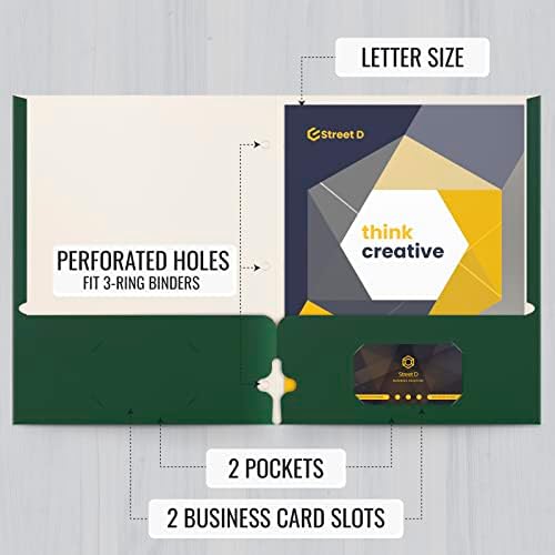 Better Office Products Two Pocket Portfolio Folders, 50-Pack, Dark Green, Letter Size Paper Folders, 50 Pieces, Hunter Green - Image 2