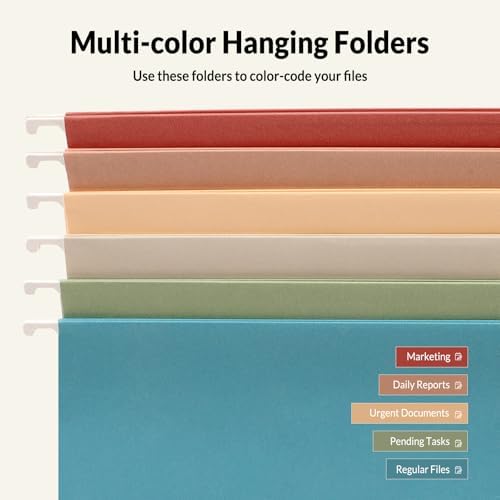 SUNEE Hanging File Folders Retro Colors, 6 Pack Letter Size File Folders with 1/5-cut Tabs, Stay Organized for Your Home and Office Bulk File and Documents - Image 4