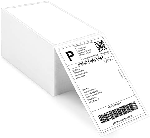 4 x 6 Direct Thermal Labels - 500 Fan-Fold Perforated Labels Per Stack, Premium Adhesive & Perforated, Compatible with JADENS, iDPRT SP410, POLONO, ASprink by Razuvo