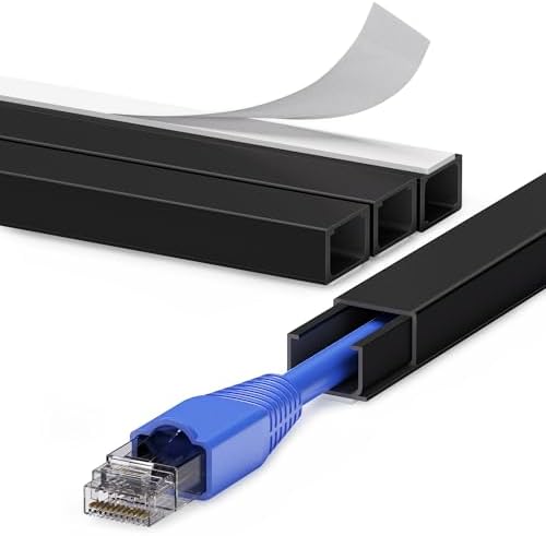 ZhiYo 68" Cord Hider for 1 Cable, Small Black Wire Covers, 0.6" W x 0.4" H by ZhiYo
