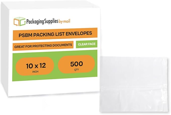 10" x 12" Clear Packing List Envelope Back Load Plain Face - Image 2