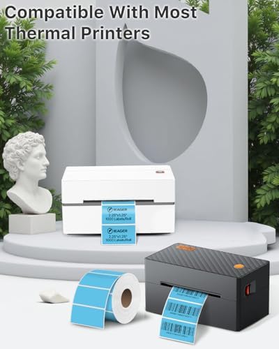 iEager 2.25x1.25 Inch Thermal Labels, Blue Durable Thermal Printer Stickers, Self-Adhesive Rectangle Shipping Label Printer Sticker for Barcode, Name, Address, 1000 Labels/Roll - Image 6