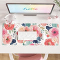 Faux Leather Large Mouse Pad, Office Desk Mat, 31.5"x11.8", Pink Floral by ColorfulStar