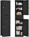 TEENFON 66.9" H Tall Storage Cabinet with 2 Doors and 1 Drawer, Narrow Black Cabinet with Adjustable Shelves, for Bathroom, Living Room, Entryway, Kitchen, Black by TEENFON