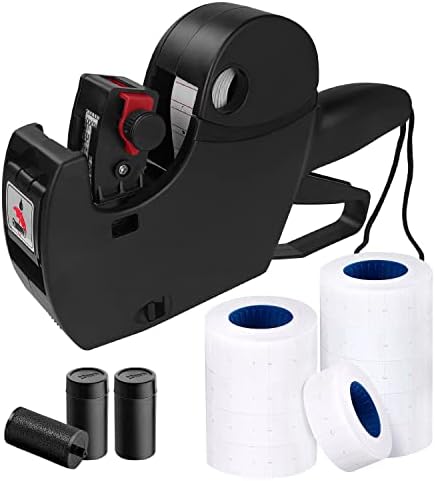 MX5500 Pricing Tag Gun with 5150 pcs Sticker Labels & Extra Inker, 8 Digits Tag Maker for Retail Shop, Grocery Store (Black) by KPX