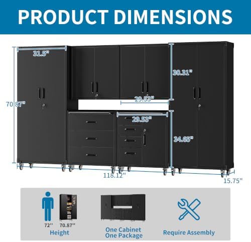 6-Piece Garage Storage Cabinets System Heavy Duty Workshop Set - Image 2