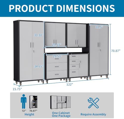 6-Piece Garage Storage Cabinets System Heavy Duty Workshop Set - Image 2