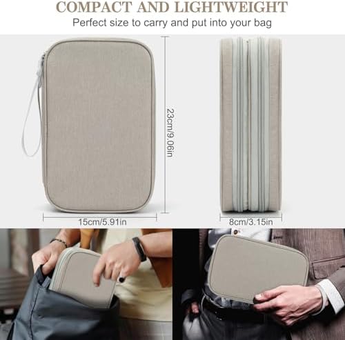 FYY Electronic Organizer, Travel Tech Pouch Bag, Large, Khaki - Image 2