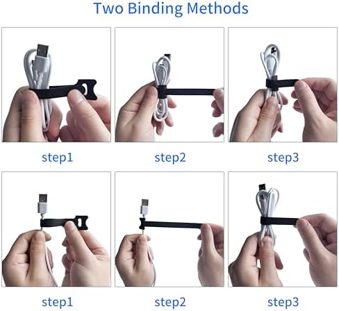 8 Inches 100PCS Black Reusable Cable Ties,Multi-purpose Adjustable Cord Straps,Cable Organizer,Cord Wrap and Hook Loop Cords Management,Adjustable Cord Ties - Image 5