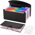 13 Pocket A6 Receipt Organizer, 2 Pack Small Accordion File Organizer, Coupon Organizer with Labels - Black by RIEJIN