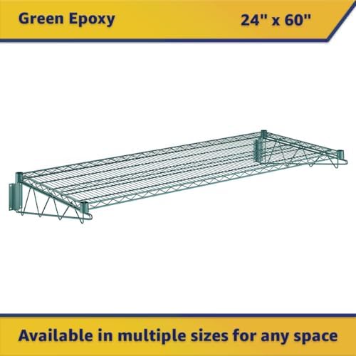 24" x 60" Wire Green Epoxy Wall Mount Shelf, Commercial Fixed Wall Mount Rack, NSF, Metal Floating Shelving for Kitchen, Stock Rooms, Home and Hotel - Image 3