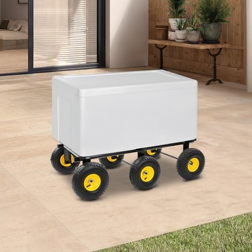 Heavy Duty Dolly 1200 lbs Capacity, 6-Wheel Foldable Utility Cart with 10" Inflatable Tires, Carbon Steel Platform Dolly for Moving Furniture, Equipment, Warehouse Use (Black) - Image 5