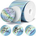 2 Inch Holographic Thermal Sticker Labels,Rainbow Glitter Finish, Water-Proof & Tear-Resistant Label, No Residue Removable Label for Price/Name Tag, Logo Design,Light Blue, (200Labels/Roll) by FLYQGGO