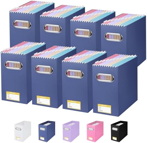 BALEINE 8PK File Organizer Box, Cardboard File Folder Organizer with Handle by BALEINE