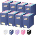 BALEINE 8PK File Organizer Box, Cardboard File Folder Organizer with Handle by BALEINE