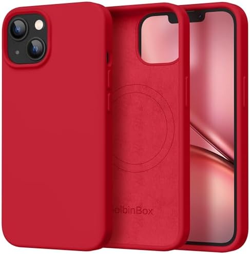 GolbinBox Magnetic for iPhone 15 Case, Silicone Cover, Red by GolbinBox