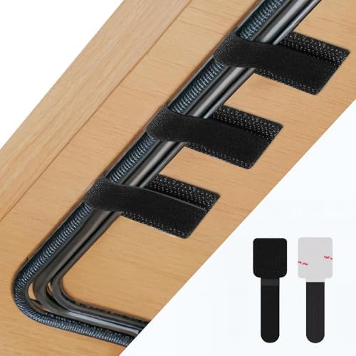 Abnii 50 PCS Hook and Loop Cable Ties, Under Desk Cable Management, Black by Abnii
