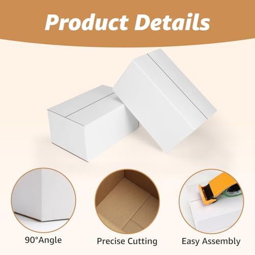 EXYGLO 30 Pack 9x6x4, 10x7x5 Assorted Sizes Shipping Boxes for Small Business, Each Size 15 Pack, White Corrugated Cardboard Small Box for Packaging, Moving, Mailing, and Storing - Image 3