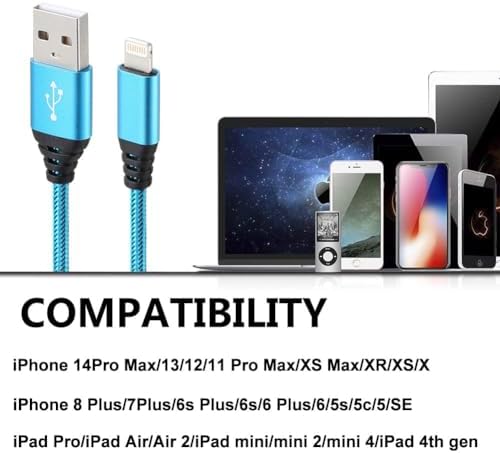 iPhone Charger 10FT 5Pack Apple MFi Certified Lightning Cable Fast Charging Nylon Braided USB-A to Lightning Compatible with iPhone 14/13 mini/14/13/12/11 Pro MAX/XR/XS/8/7/Plus/6S/SE/iPad - Image 6
