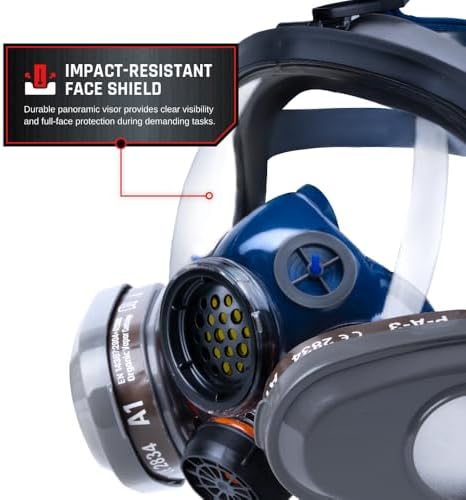 Parcil Distribution Full Face Respirator Mask - Air Purifying, Organic Vapor & Particulate - Industrial Use - CE Tested - Image 4