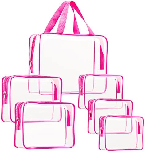 6Pcs Crystal Clear PVC Travel Toiletry Bag Kit for Women Men, Cosmetic Bags by ROYBENS