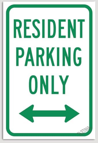 Warning Signs Resident Parking Only (with Bidirectional Arrow) Signs Business Sign 12X8 Inches Aluminum Metal Tin Sign by Eletina