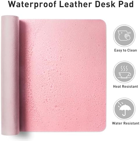 Aothia Leather Desk Pad Protector, Mouse Pad, Office Desk Mat, Non-Slip PU Leather Desk Blotter, Laptop Desk Pad, Waterproof Desk Writing Pad for Office and Home (36" x 17", Fairy Pink) - Image 6