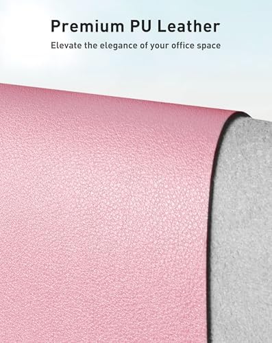 Aothia Faux Leather Desk Mat - Large Mouse Pad, Non-Slip PU Leather Blotter, Waterproof Writing Surface for Office and Home (Fairy Pink, 63" x 17") - Image 2