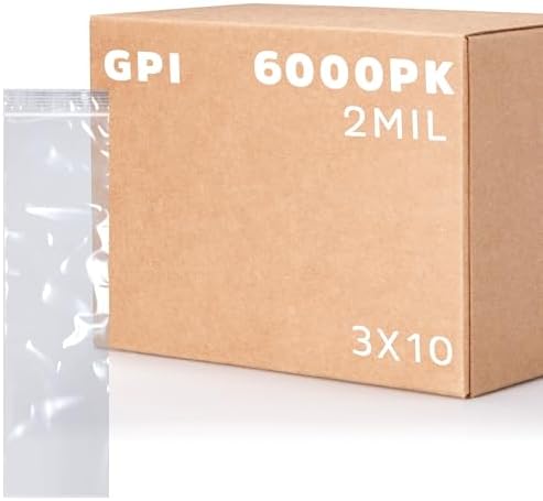 3" x 10" Zip Bags, 6000 Pack, 2 Mil, Reclosable for Incense Packaging, GPI by GPI