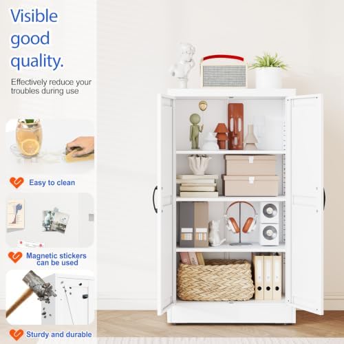 GAIOUS 43.3'' Tall Kitchen Pantry Cabinet, White Metal Storage Cabinet - Image 4