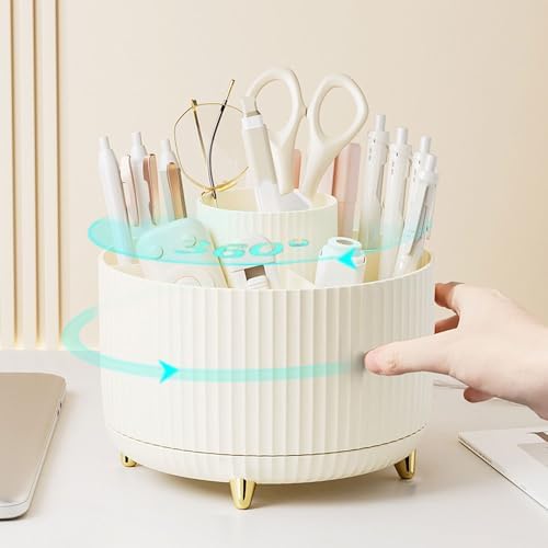 Gawsey Rose Gold Desk Organizers and Accessories with Desk Organizer 360° Rotating Pen Holder and Office Supplies, Cute Stationery Supplies Set - Image 5