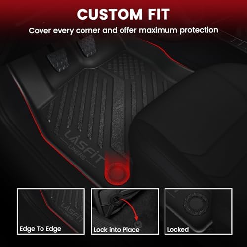LASFIT Floor Mats & Cargo Mats for Volkswagen Jetta & Jetta GLI 2025 2024 2023 2022 2021 2020 2019, All Weather TPE Custom Fit Floor Liners for VW Jetta 1st & 2nd Row Car Mats & Trunk Mats, Black - Image 2