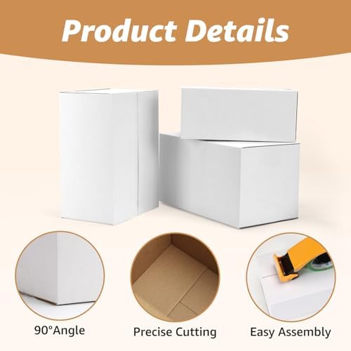 EXYGLO 30 Pack 9x6x4, 10x7x5, 11x6x6 Assorted Sizes Shipping Boxes for Small Business, Each Size 10 Pack, White Corrugated Cardboard Small Box for Packaging, Moving, Mailing, and Storing - Image 3