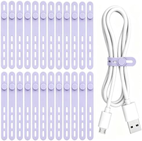 Donruby 24Pcs Silicone Cable Ties, Reusable Cord Organizer Straps, Purple by Donruby