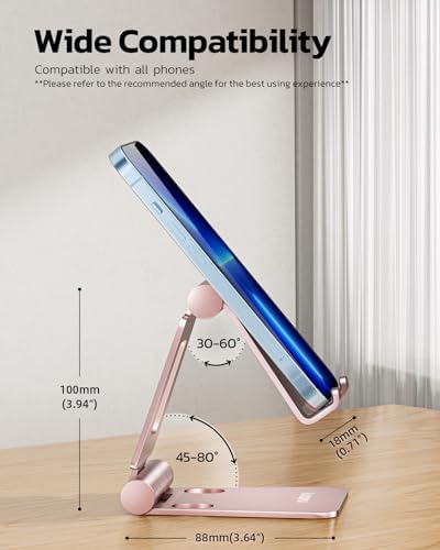Nulaxy Full Aluminum Dual Folding Cell Phone Stand for Desk, Rose Gold - Image 3