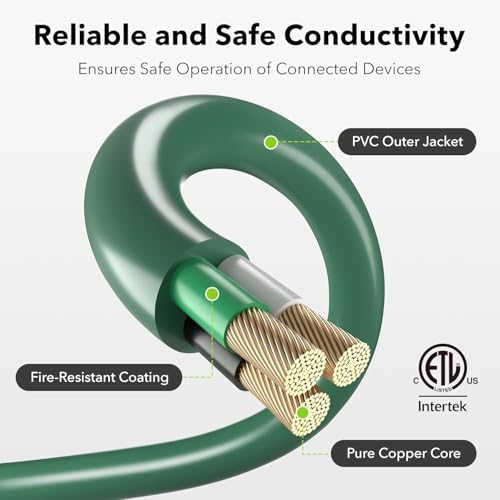 BN-LINK 25 ft Outdoor Extension Cord w/3 Inline Outlets 16/3 Gauge, SJTW Green for Landscaping & Holiday Decorations, Grounded, ETL Listed - Image 2