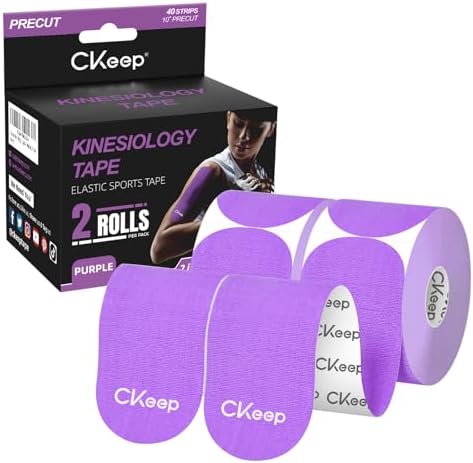 CKeep Kinesiology Tape precut Strips, 40 Count Elastic k Tape, Purple by Createabetterworldwiththegreateststrength