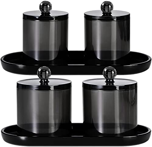 SheeChung Acrylic Vanity Tray, Bathroom Makeup Organizer Countertop, Black - Image 3