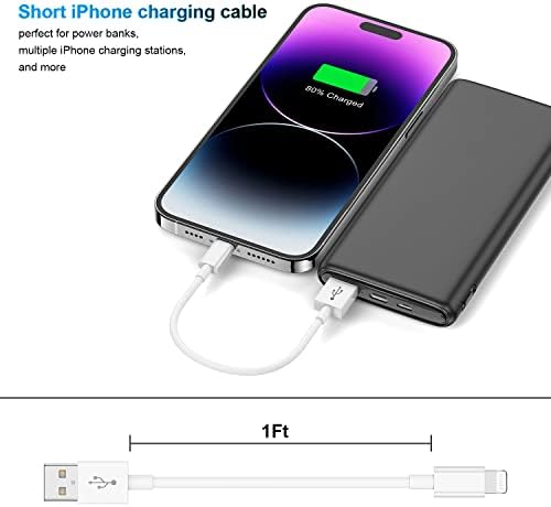 3 Pack Apple MFi Certified Short iPhone Charger Cable 1Ft, Apple Lightning to USB Cable Cord 1 Foot, 2.4A Fast Charging, Apple Phone Chargers for iPhone 14/13/12/11/11Pro/11Max/ X/XS/XR/XS Max/8/7/6 - Image 7