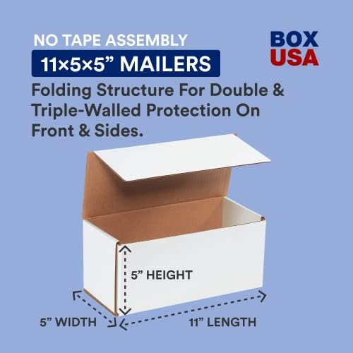 BOX USA Small Shipping Boxes 11'L x 5'W x 5'H, 50-Pack | Foldable Corrugated Cardboard Crush-Proof Box for Shipping, Packing, Moving and Storage 11x5x5 - Image 2