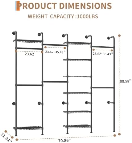 Garvee L4 Wall Mounted Pipe Closet System, Matte Black - Image 4