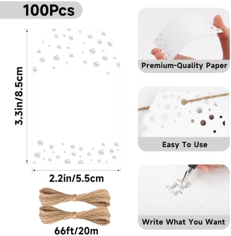 Anwyll Gift Tags with String - 100 Pcs Silver Foil Gift Tags for Presents - Image 3