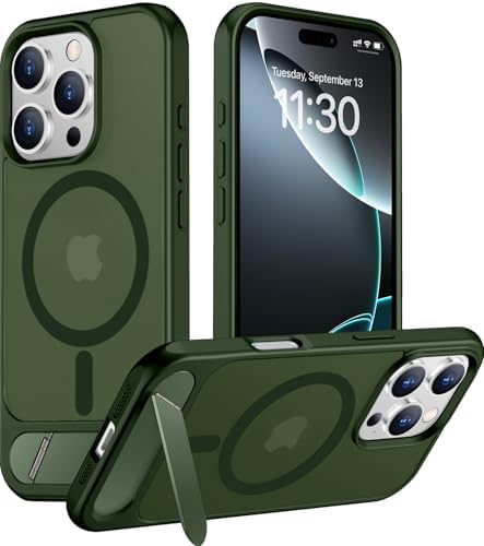 Temdan Magnetic Compatible with iPhone 16 Pro Max Case, [Built-in Invisible Kickstand][Compatible with MagSafe][Military Grade Shockproof] Slim Translucent Matte Phone Case for iPhone 16 Pro Max 6.9" by Temdan