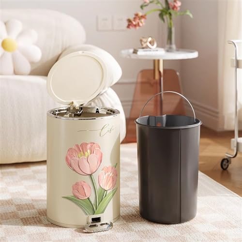 8/12 Liter Metal Smart Trash Can Round Step Pedal Soft Close Lid Inner Bucket Modern Creative Decor for Home Office Bathroom Small Size Eco Friendly Durable - Image 7