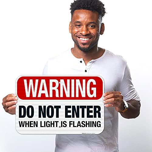 Warning Do Not Enter When Light is Flashing Sign, - Image 2