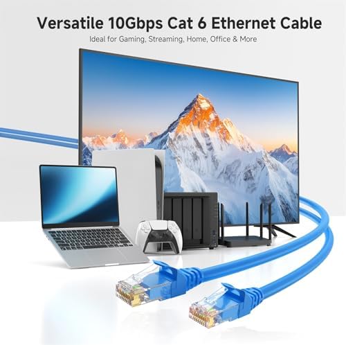 Cable Matters 10Gbps 5-Pack Snagless Cat 6 Ethernet Cable, 10ft, Blue - Image 2